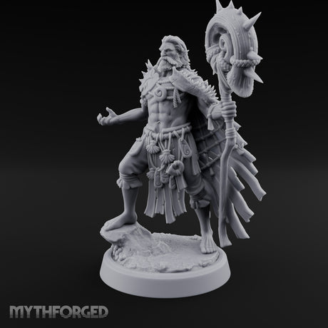 Shell Mace Clutching Weer Shaman Miniature for Dungeons and Dragons, Pathfinder or other TTRPGs