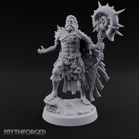 Shell Mace Clutching Weer Shaman Miniature for Dungeons and Dragons, Pathfinder or other TTRPGs