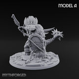 Shield And Flail Wielding Lizardfolk Warrior A Miniature for Dungeons and Dragons, Pathfinder or other TTRPGs