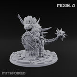 Shield And Flail Wielding Lizardfolk Warrior A Miniature for Dungeons and Dragons, Pathfinder or other TTRPGs