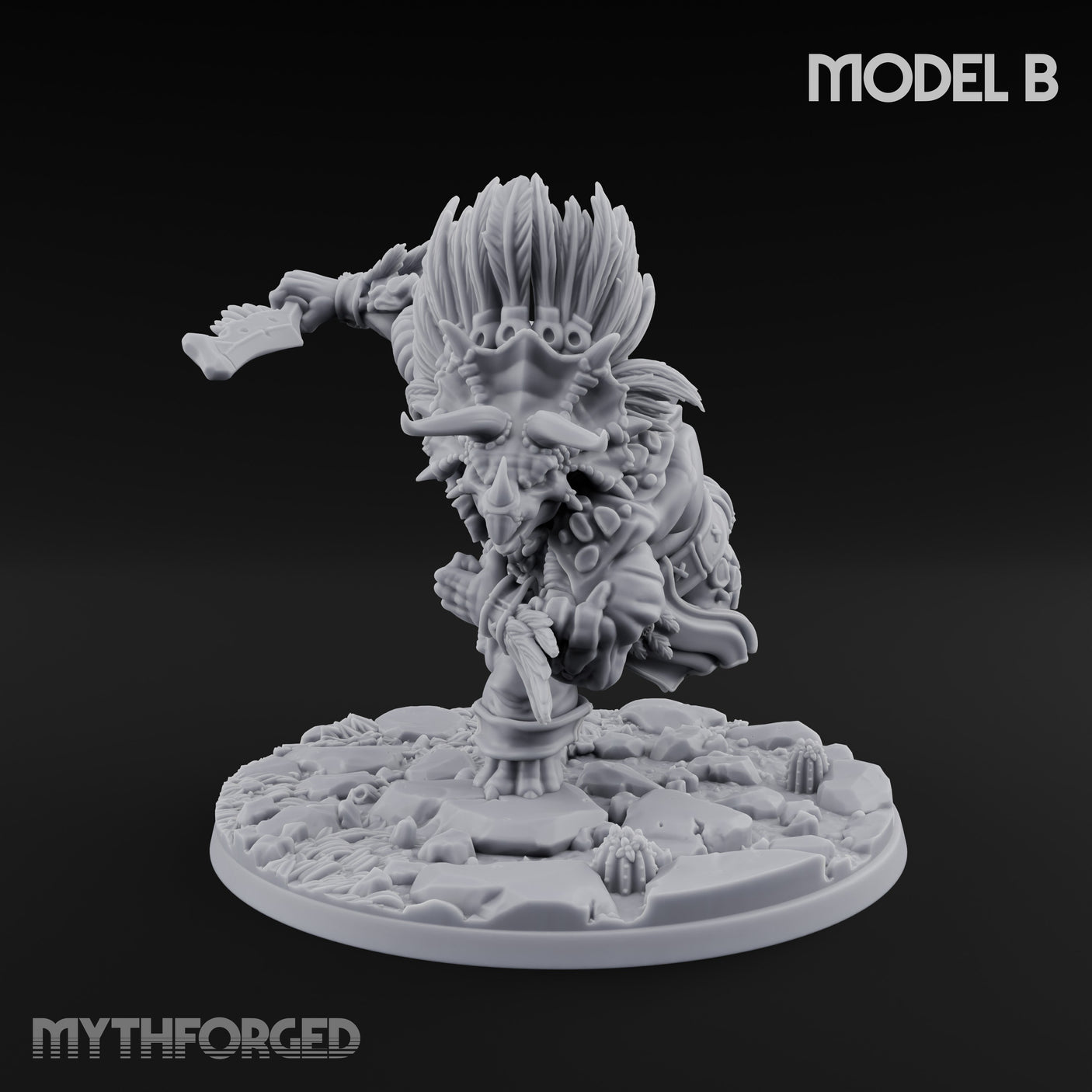 Shield And Flail Wielding Lizardfolk Warrior B Miniature for Dungeons and Dragons, Pathfinder or other TTRPGs
