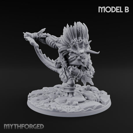 Shield And Flail Wielding Lizardfolk Warrior B Miniature for Dungeons and Dragons, Pathfinder or other TTRPGs