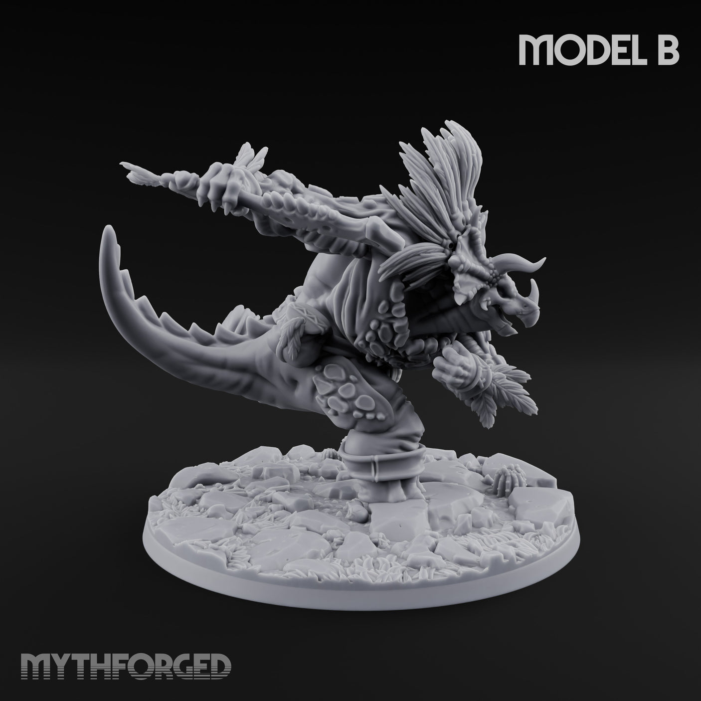 Shield And Flail Wielding Lizardfolk Warrior B Miniature for Dungeons and Dragons, Pathfinder or other TTRPGs