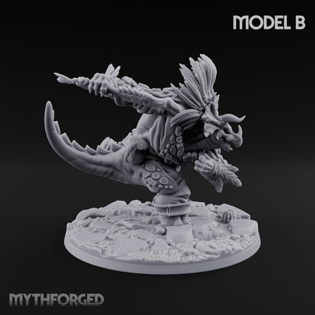 Shield And Flail Wielding Lizardfolk Warrior B Miniature for Dungeons and Dragons, Pathfinder or other TTRPGs