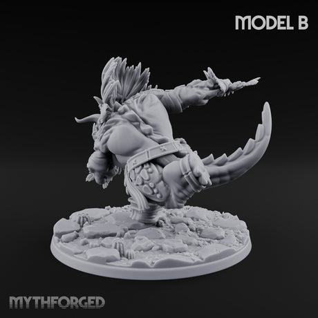 Shield And Flail Wielding Lizardfolk Warrior B Miniature for Dungeons and Dragons, Pathfinder or other TTRPGs