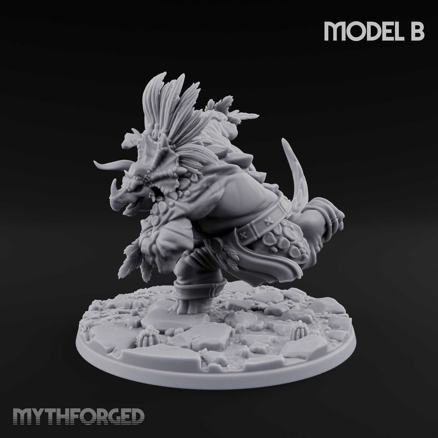 Shield And Flail Wielding Lizardfolk Warrior B Miniature for Dungeons and Dragons, Pathfinder or other TTRPGs