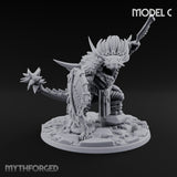 Shield And Flail Wielding Lizardfolk Warrior C Miniature for Dungeons and Dragons, Pathfinder or other TTRPGs