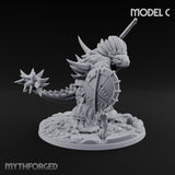 Shield And Flail Wielding Lizardfolk Warrior C Miniature for Dungeons and Dragons, Pathfinder or other TTRPGs