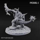 Shield And Flail Wielding Lizardfolk Warrior C Miniature for Dungeons and Dragons, Pathfinder or other TTRPGs
