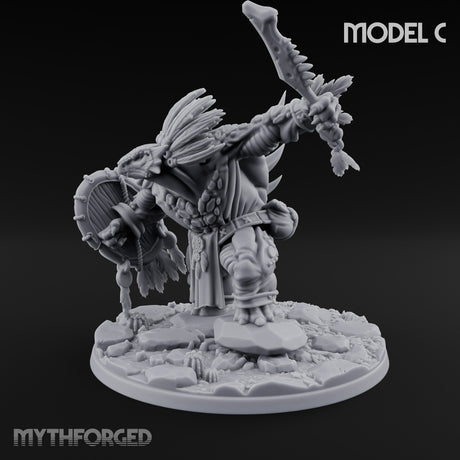 Shield And Flail Wielding Lizardfolk Warrior C Miniature for Dungeons and Dragons, Pathfinder or other TTRPGs