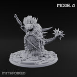 Shield And Flail Wielding Lizardfolk Warriors Miniature for Dungeons and Dragons, Pathfinder or other TTRPGs