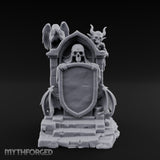Shield-Bearing Demon-Flanked Grim Reaper Tombstone Miniature for Dungeons and Dragons, Pathfinder or other TTRPGs
