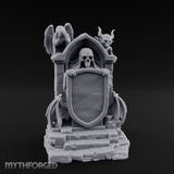 Shield-Bearing Demon-Flanked Grim Reaper Tombstone Miniature for Dungeons and Dragons, Pathfinder or other TTRPGs