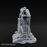 Shield-Bearing Demon-Flanked Grim Reaper Tombstone Miniature for Dungeons and Dragons, Pathfinder or other TTRPGs
