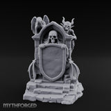Shield-Bearing Demon-Flanked Grim Reaper Tombstone Miniature for Dungeons and Dragons, Pathfinder or other TTRPGs