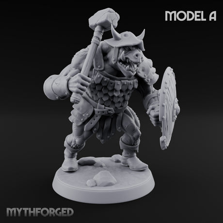 Shield Bearing Warband Pig Orc Warrior A Miniature for Dungeons and Dragons, Pathfinder or other TTRPGs