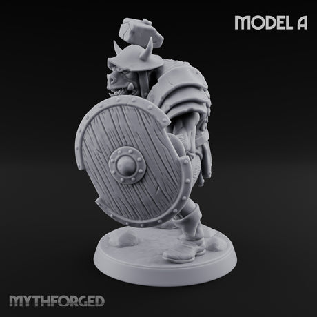 Shield Bearing Warband Pig Orc Warrior A Miniature for Dungeons and Dragons, Pathfinder or other TTRPGs