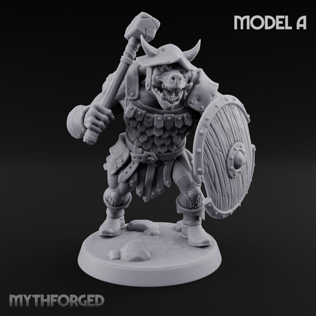 Shield Bearing Warband Pig Orc Warrior A Miniature for Dungeons and Dragons, Pathfinder or other TTRPGs