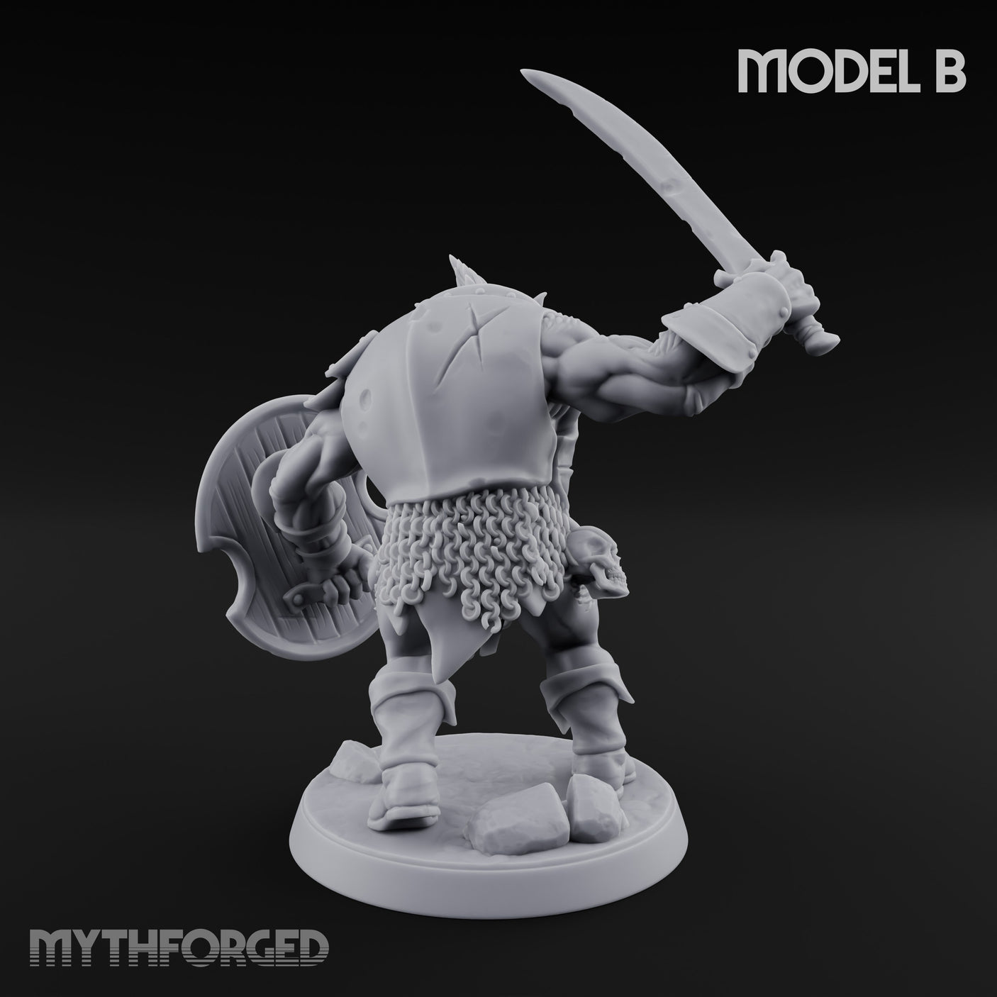 Shield Bearing Warband Pig Orc Warrior B Miniature for Dungeons and Dragons, Pathfinder or other TTRPGs