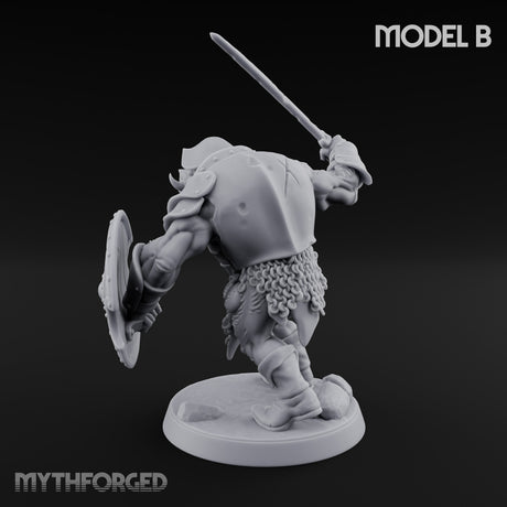 Shield Bearing Warband Pig Orc Warrior B Miniature for Dungeons and Dragons, Pathfinder or other TTRPGs