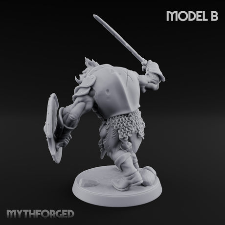 Shield Bearing Warband Pig Orc Warrior B Miniature for Dungeons and Dragons, Pathfinder or other TTRPGs