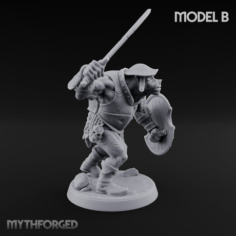 Shield Bearing Warband Pig Orc Warrior B Miniature for Dungeons and Dragons, Pathfinder or other TTRPGs