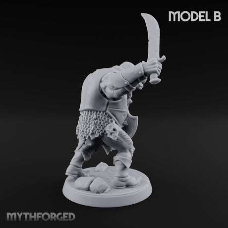 Shield Bearing Warband Pig Orc Warrior B Miniature for Dungeons and Dragons, Pathfinder or other TTRPGs