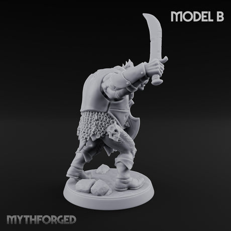 Shield Bearing Warband Pig Orc Warrior B Miniature for Dungeons and Dragons, Pathfinder or other TTRPGs