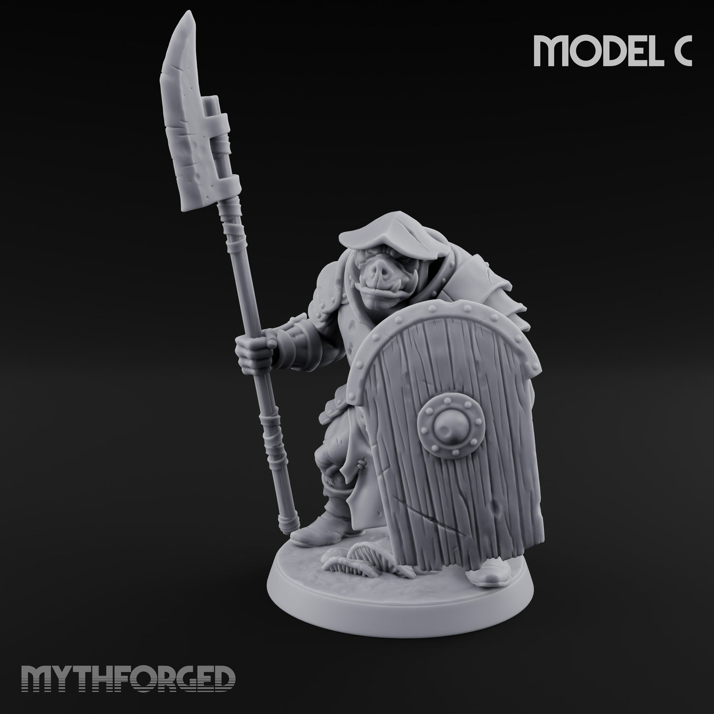 Shield Bearing Warband Pig Orc Warrior C — With