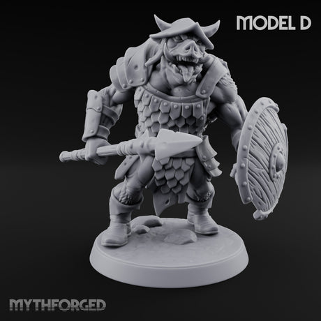 Shield Bearing Warband Pig Orc Warrior D Miniature for Dungeons and Dragons, Pathfinder or other TTRPGs