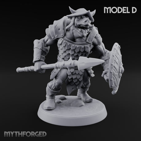 Shield Bearing Warband Pig Orc Warrior D Miniature for Dungeons and Dragons, Pathfinder or other TTRPGs