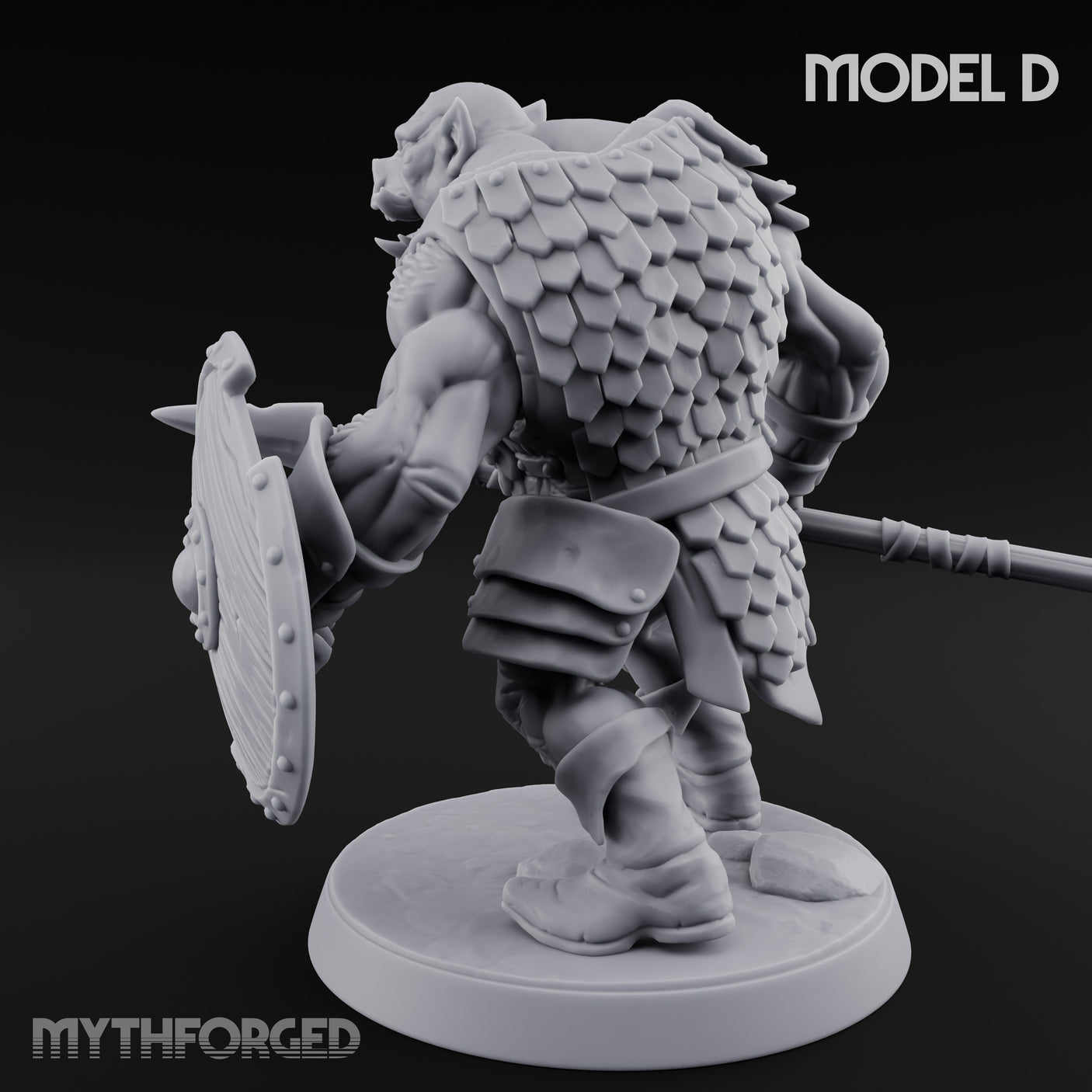 Shield Bearing Warband Pig Orc Warrior D Miniature for Dungeons and Dragons, Pathfinder or other TTRPGs
