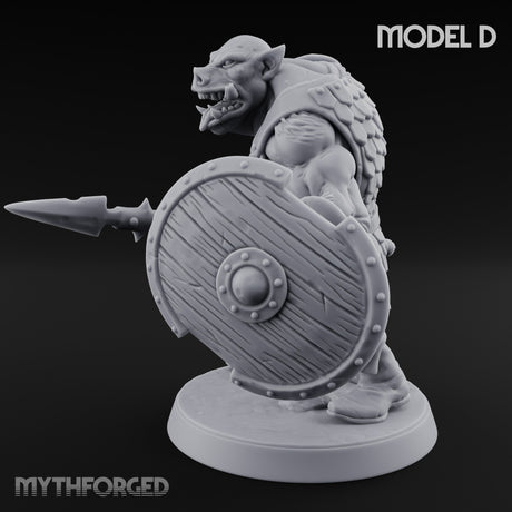 Shield Bearing Warband Pig Orc Warrior D Miniature for Dungeons and Dragons, Pathfinder or other TTRPGs