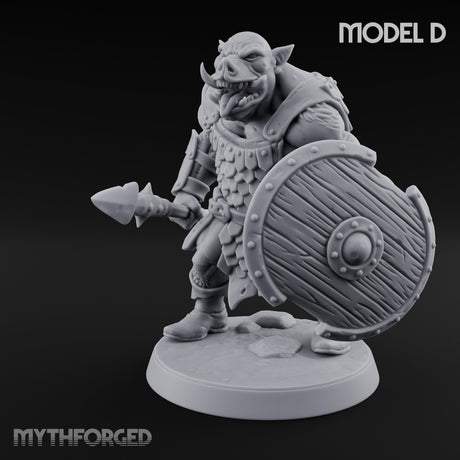 Shield Bearing Warband Pig Orc Warrior D Miniature for Dungeons and Dragons, Pathfinder or other TTRPGs