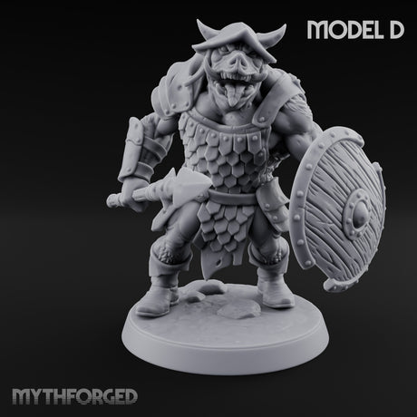 Shield Bearing Warband Pig Orc Warrior D Miniature for Dungeons and Dragons, Pathfinder or other TTRPGs