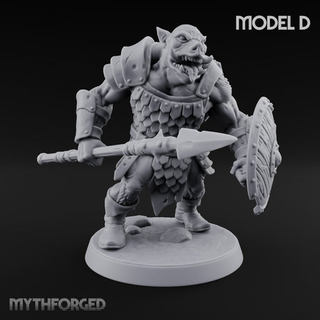 Shield Bearing Warband Pig Orc Warrior D Miniature for Dungeons and Dragons, Pathfinder or other TTRPGs