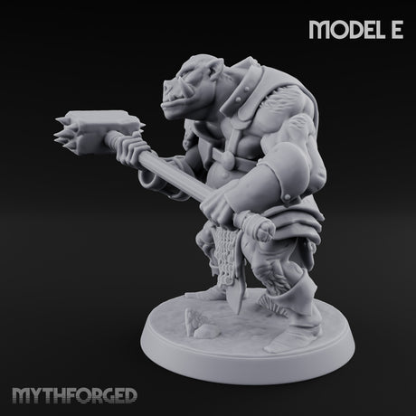 Shield Bearing Warband Pig Orc Warrior E Miniature for Dungeons and Dragons, Pathfinder or other TTRPGs