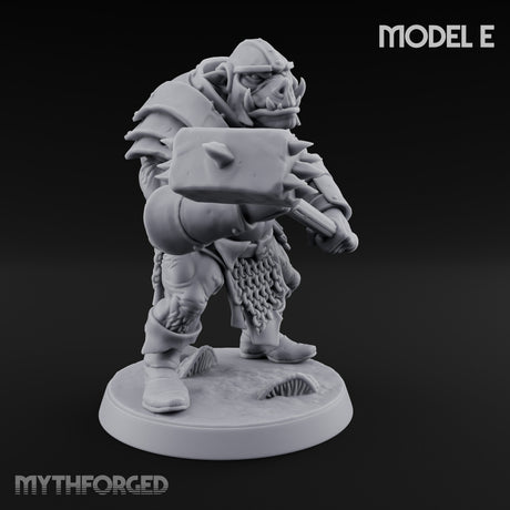 Shield Bearing Warband Pig Orc Warrior E Miniature for Dungeons and Dragons, Pathfinder or other TTRPGs
