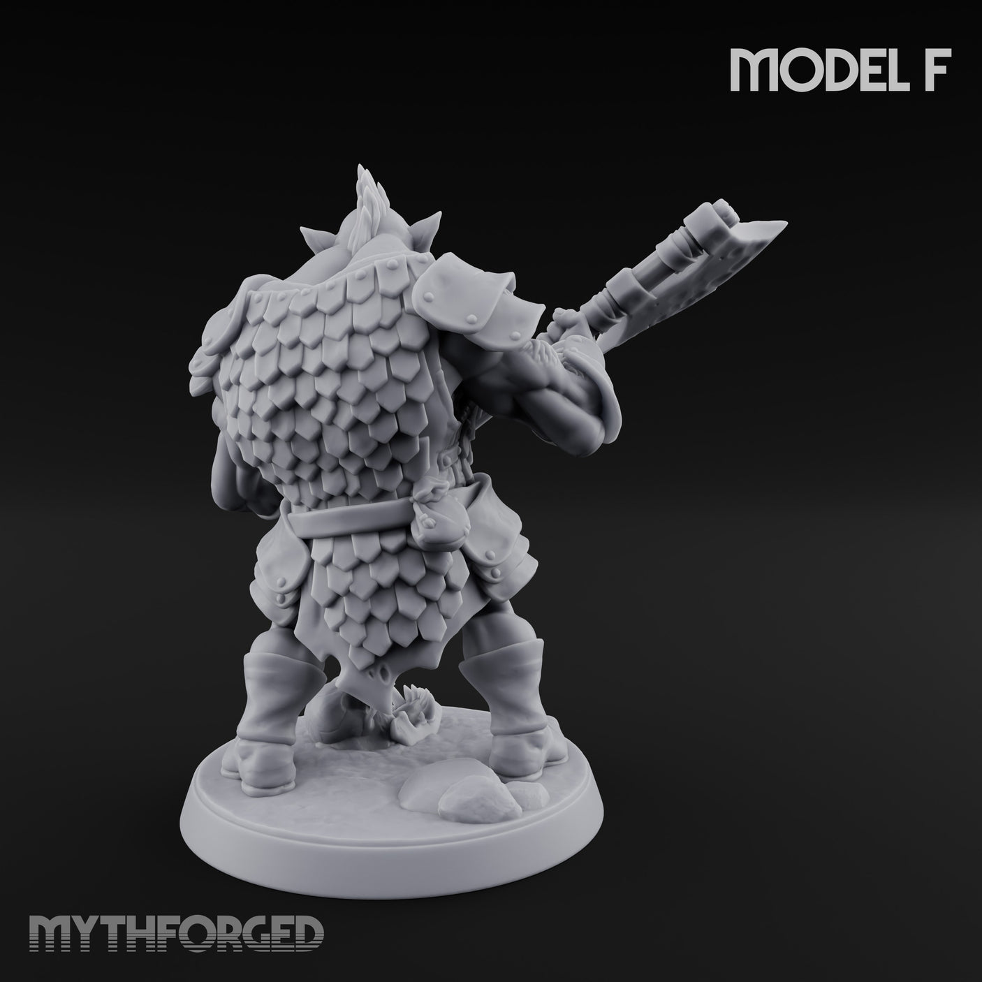Shield Bearing Warband Pig Orc Warrior F Miniature for Dungeons and Dragons, Pathfinder or other TTRPGs