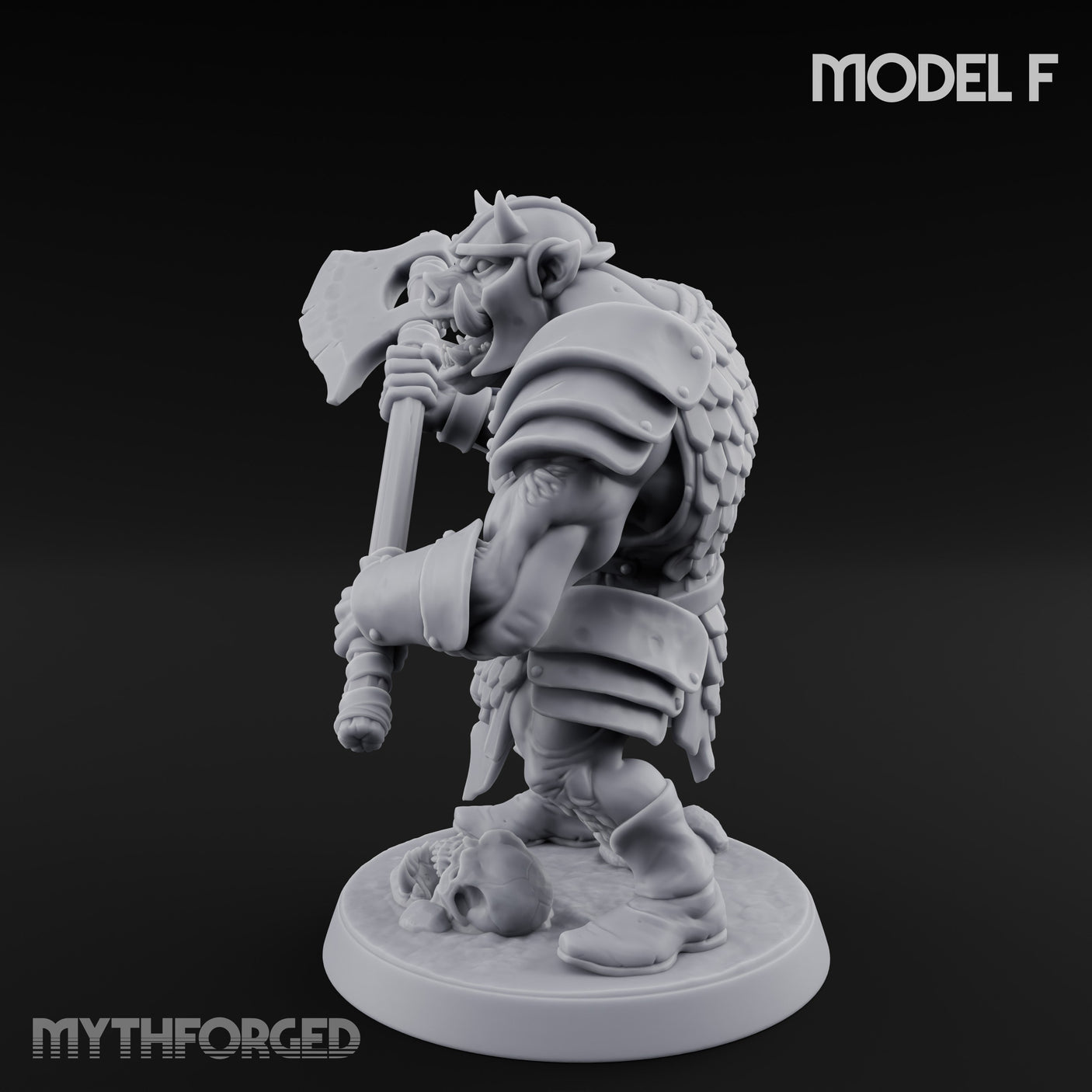 Shield Bearing Warband Pig Orc Warrior F Miniature for Dungeons and Dragons, Pathfinder or other TTRPGs
