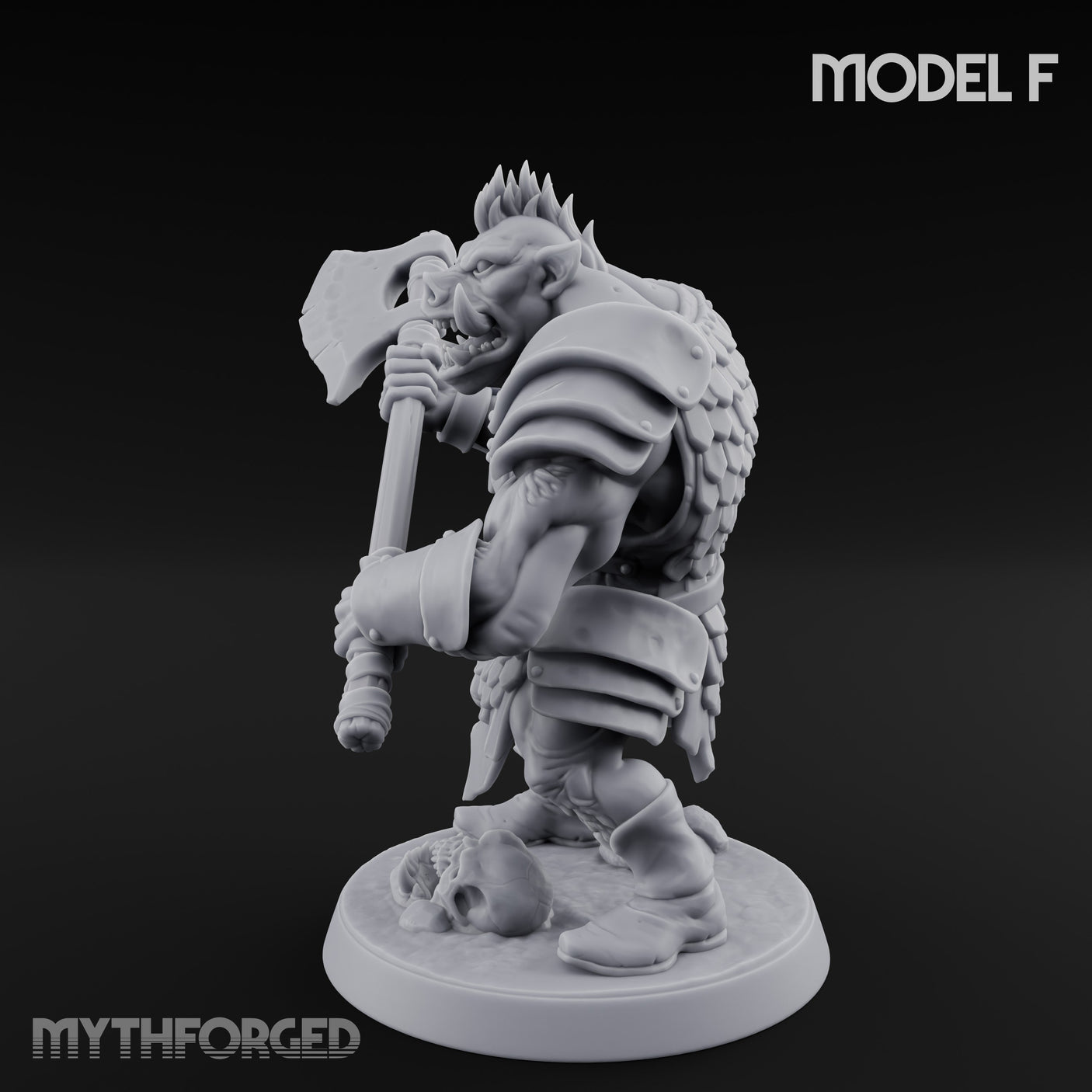 Shield Bearing Warband Pig Orc Warrior F Miniature for Dungeons and Dragons, Pathfinder or other TTRPGs