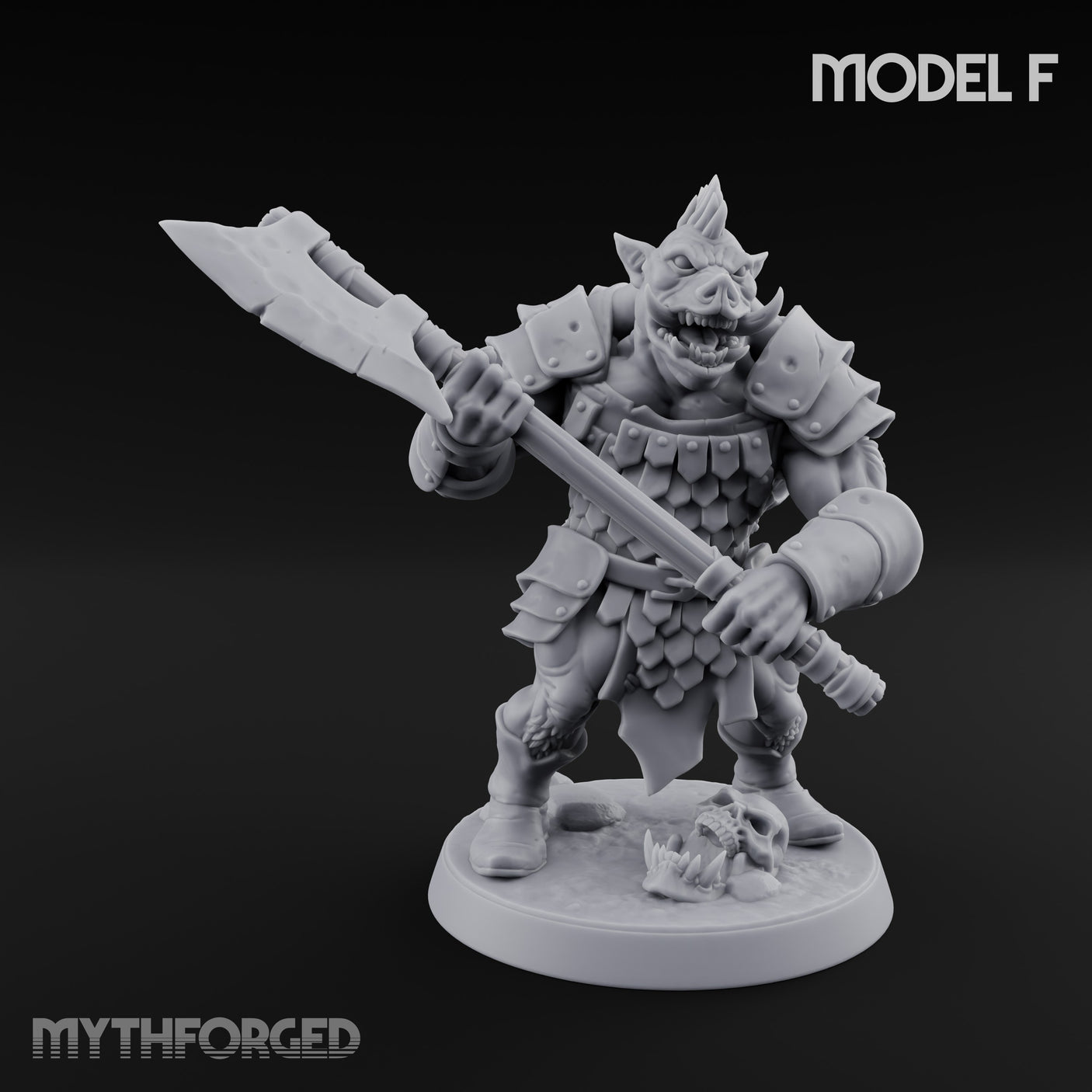 Shield Bearing Warband Pig Orc Warrior F Miniature for Dungeons and Dragons, Pathfinder or other TTRPGs