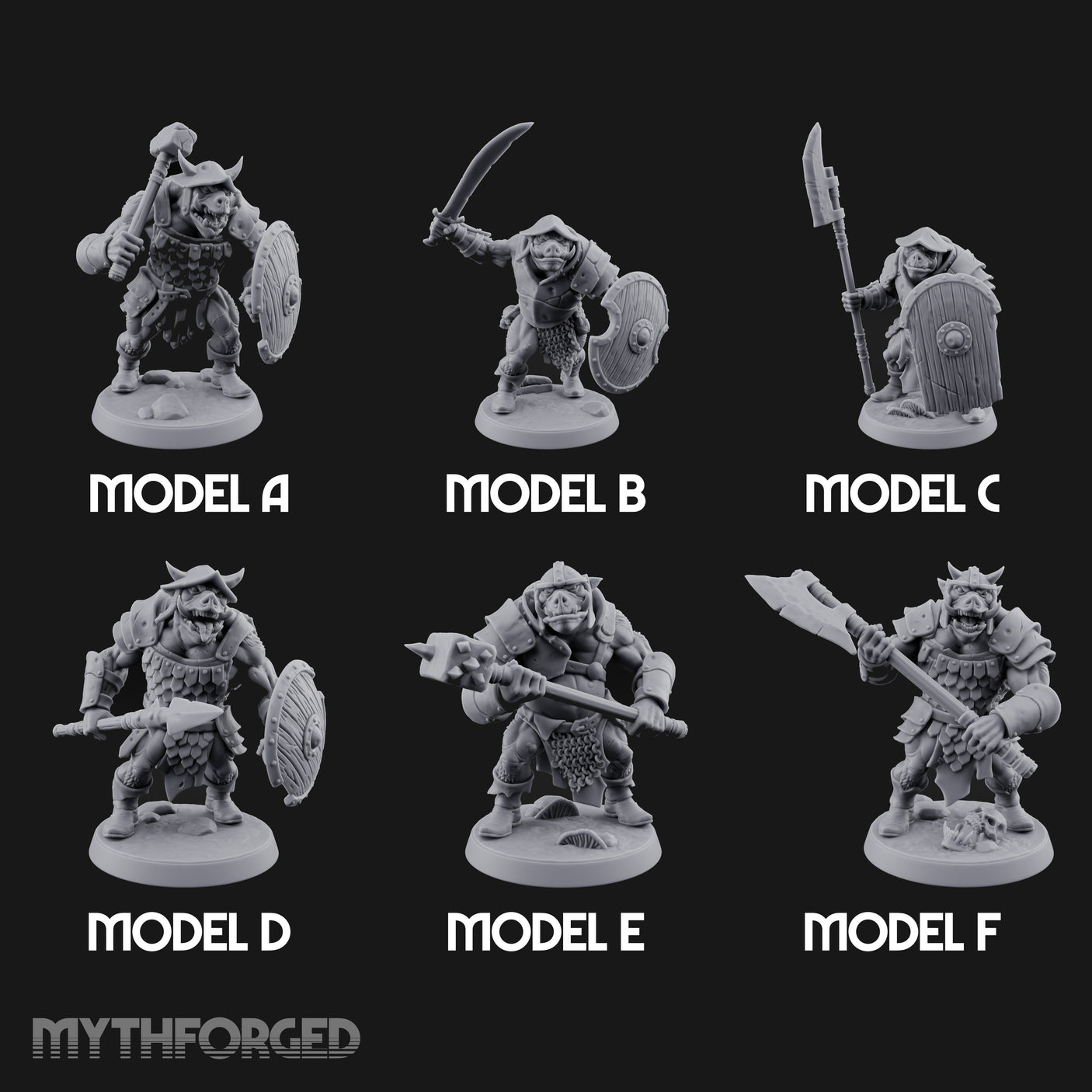 Shield Bearing Warband Pig Orc Warriors — Full Set