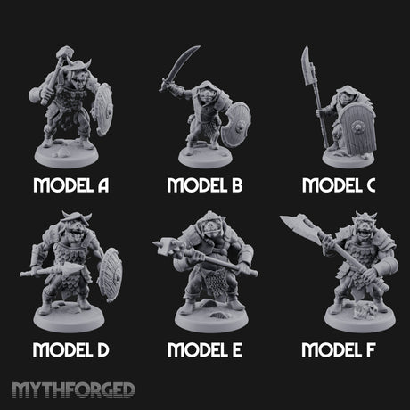 Shield Bearing Warband Pig Orc Warriors Miniature for Dungeons and Dragons, Pathfinder or other TTRPGs
