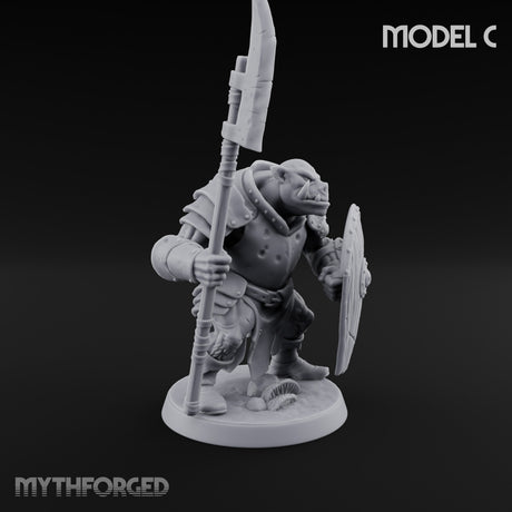 Shield Bearing Warband Pig Orc Warriors Miniature for Dungeons and Dragons, Pathfinder or other TTRPGs