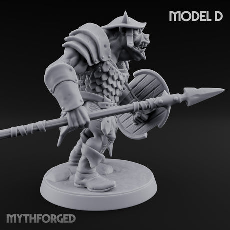 Shield Bearing Warband Pig Orc Warriors Miniature for Dungeons and Dragons, Pathfinder or other TTRPGs