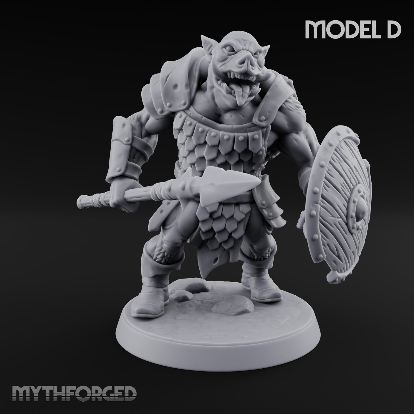 Shield Bearing Warband Pig Orc Warriors — D