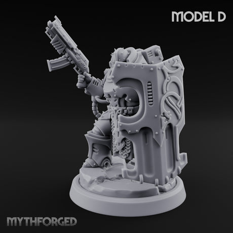 Shield Bracing Gun Toting Space Dwarf Trooper D