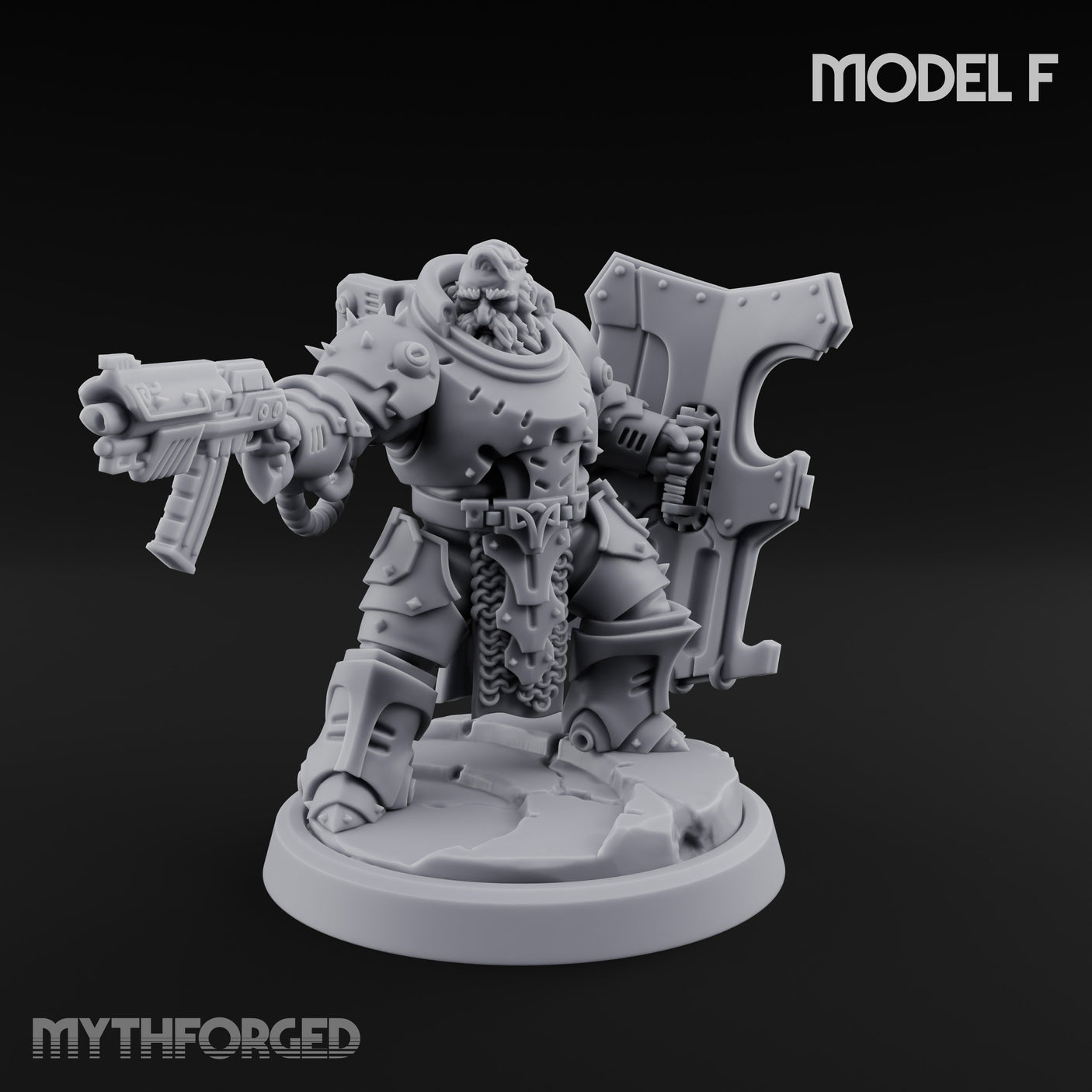 Shield Bracing Gun Toting Space Dwarf Trooper F