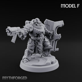 Shield Bracing Gun Toting Space Dwarf Trooper F